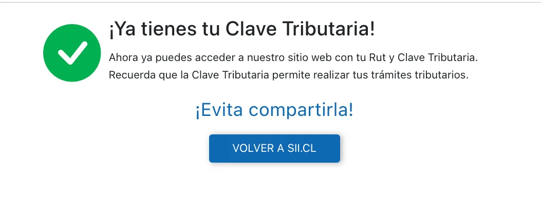 Mensaje del SII: Ya tienes tu Clave Tributaria
